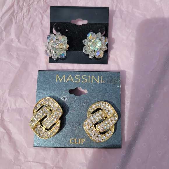 Clip-On Earrings ~ Vintage - Now ~ MCM Beaded Crystal & Current Rhinestone ~ 2pr - Picture 2 of 14